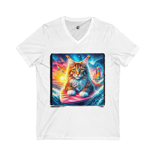 Maine Coon Unisex Jersey Short Sleeve V-Neck Tee