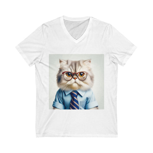 Persian Cat Unisex Jersey Short Sleeve V-Neck Tee