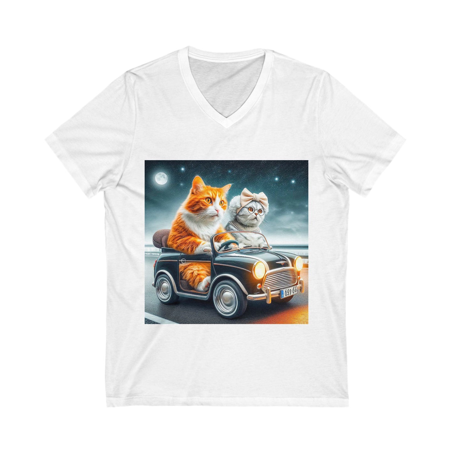 Wacky Domestic Cat Unisex Jersey Short Sleeve V-Neck Tee