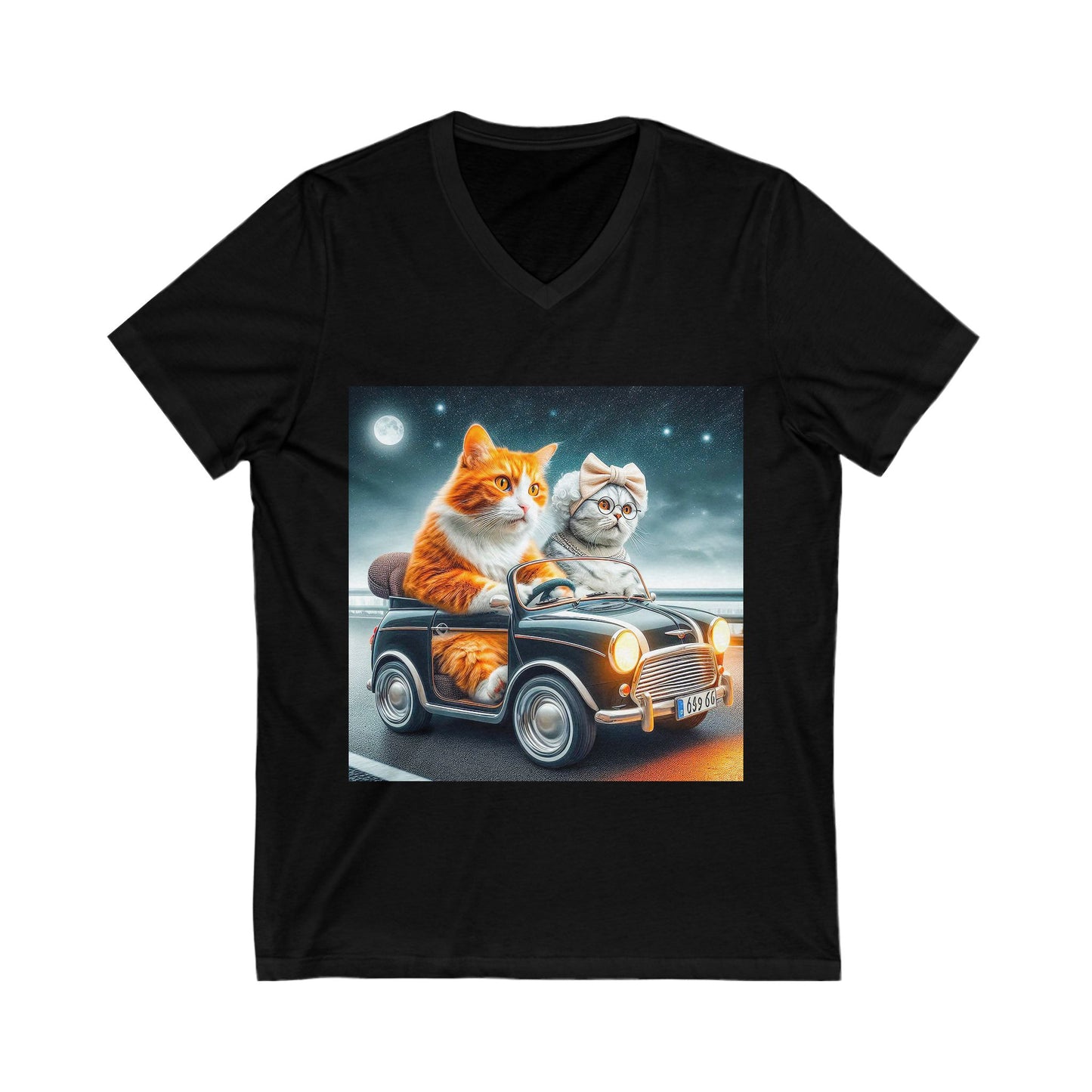 Wacky Domestic Cat Unisex Jersey Short Sleeve V-Neck Tee