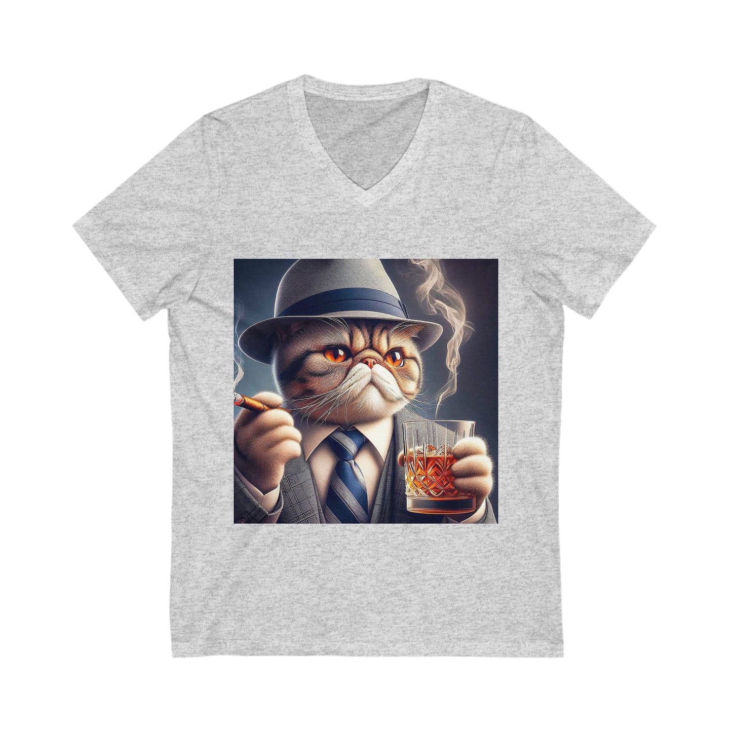 Exotic Shorthair Cat Unisex Jersey Short Sleeve V-Neck Tee