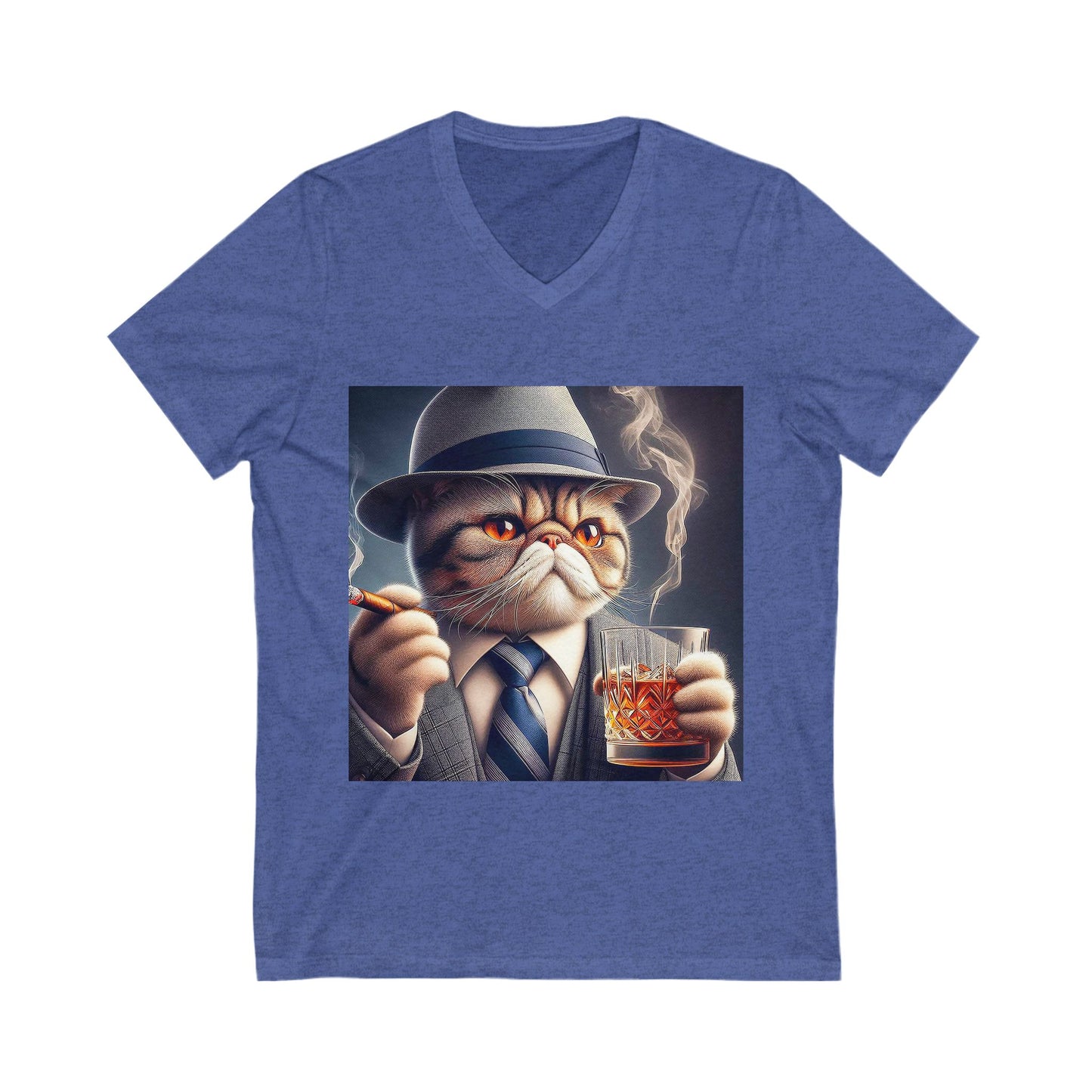 Exotic Shorthair Cat Unisex Jersey Short Sleeve V-Neck Tee