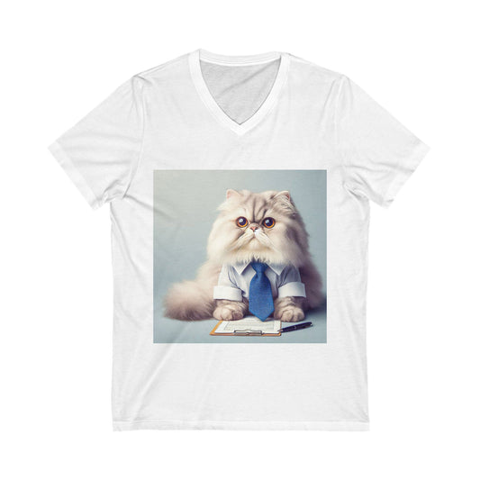 Persian Cat Unisex Jersey Short Sleeve V-Neck Tee