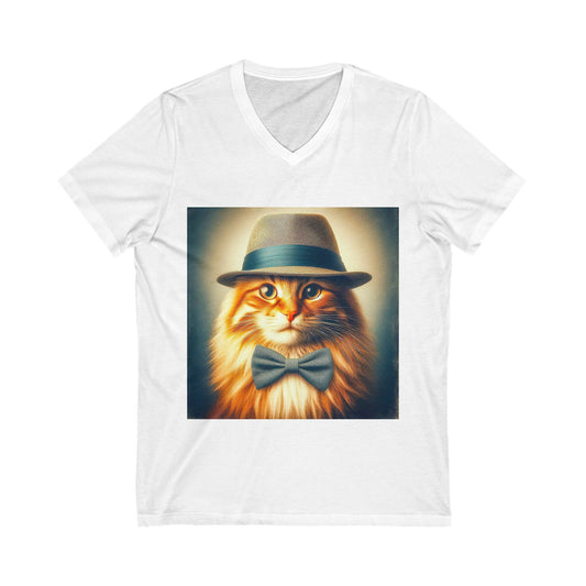 Norwegian Forest Cat Unisex Jersey Short Sleeve V-Neck Tee