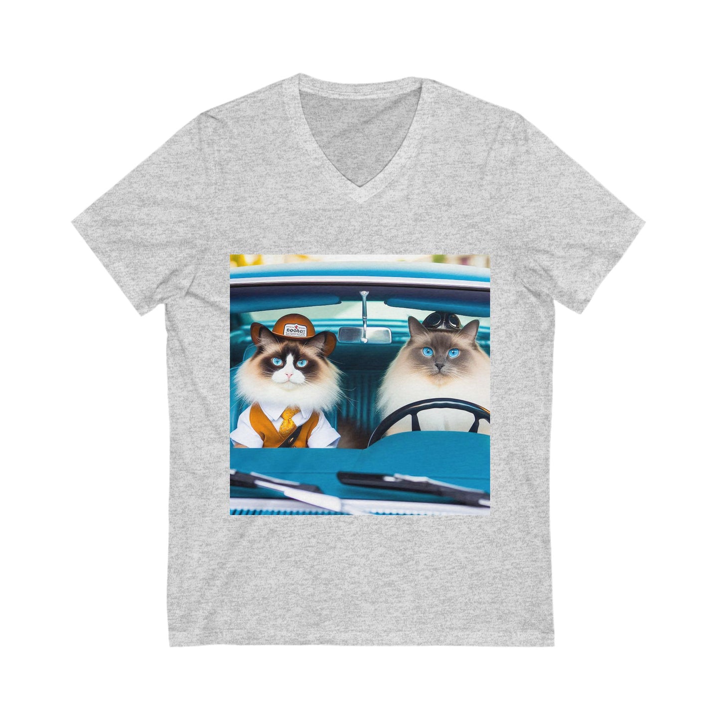 Wacky Ragdoll Cat Unisex Jersey Short Sleeve V-Neck Tee