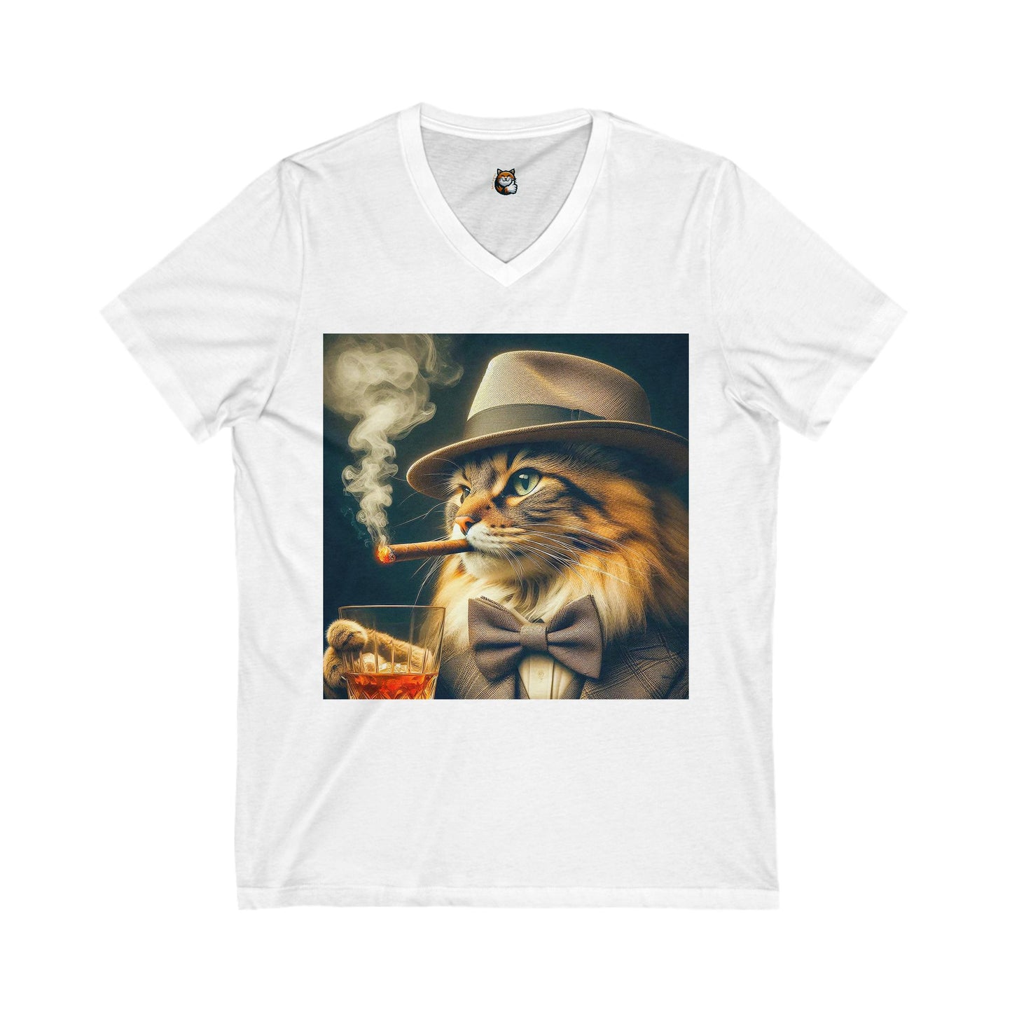 Norwegian Forest Cat Unisex Jersey Short Sleeve V-Neck Tee