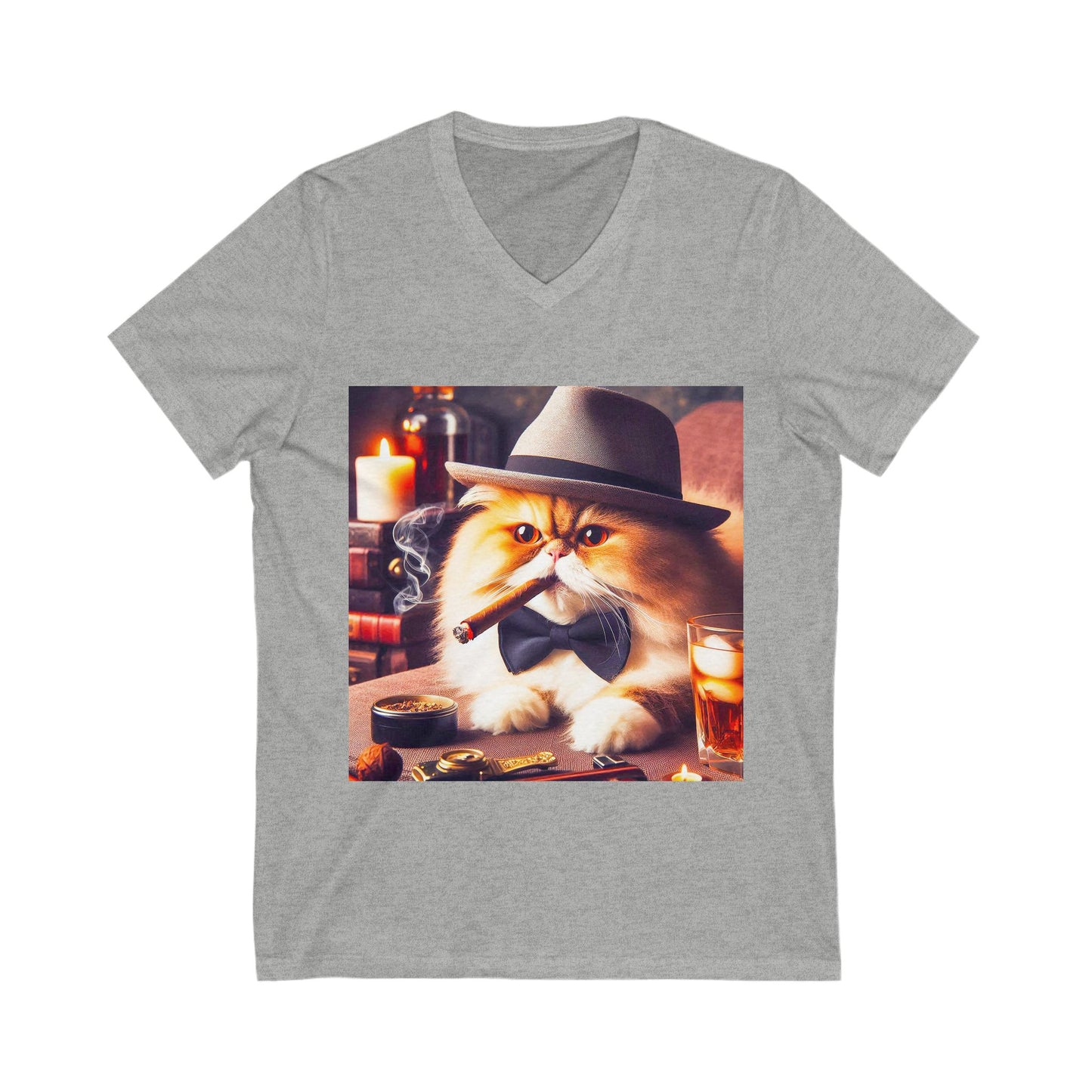 Persian Cat Unisex Jersey Short Sleeve V-Neck Tee