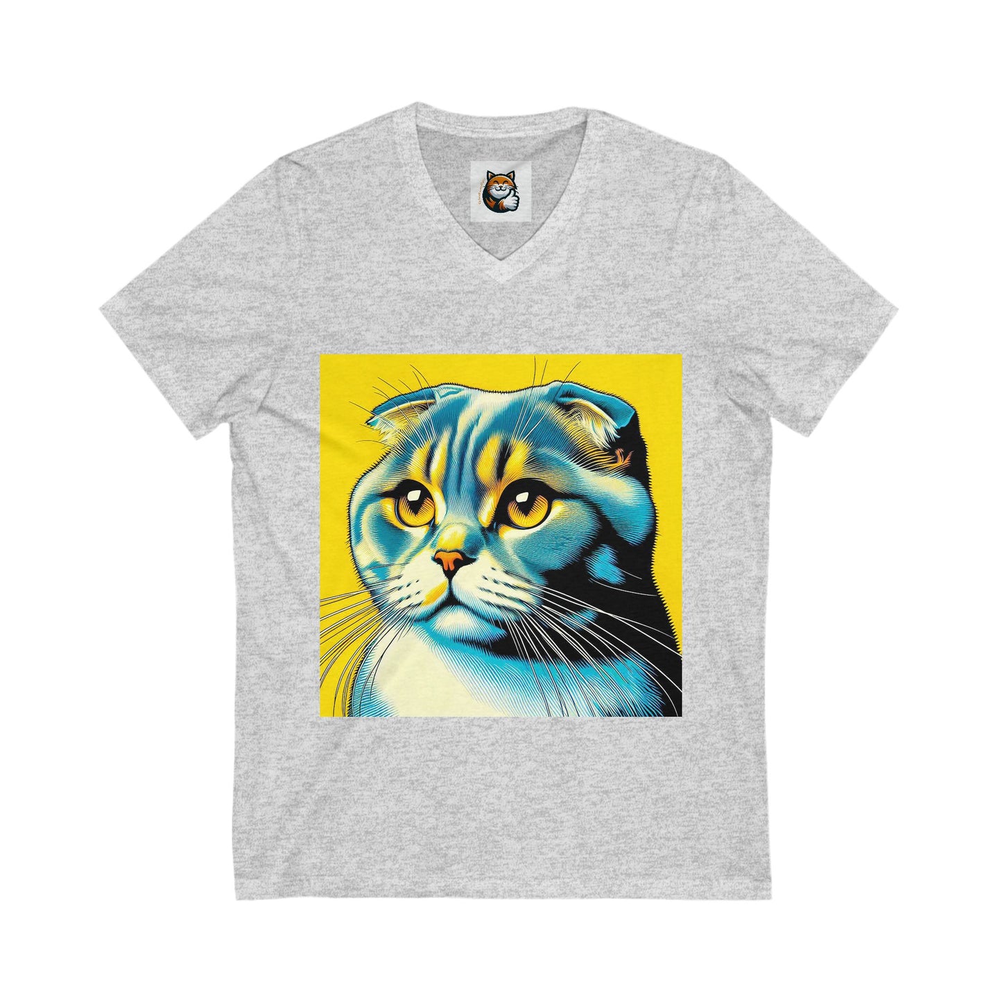 Scottish Fold Cat yellow and blue shirt