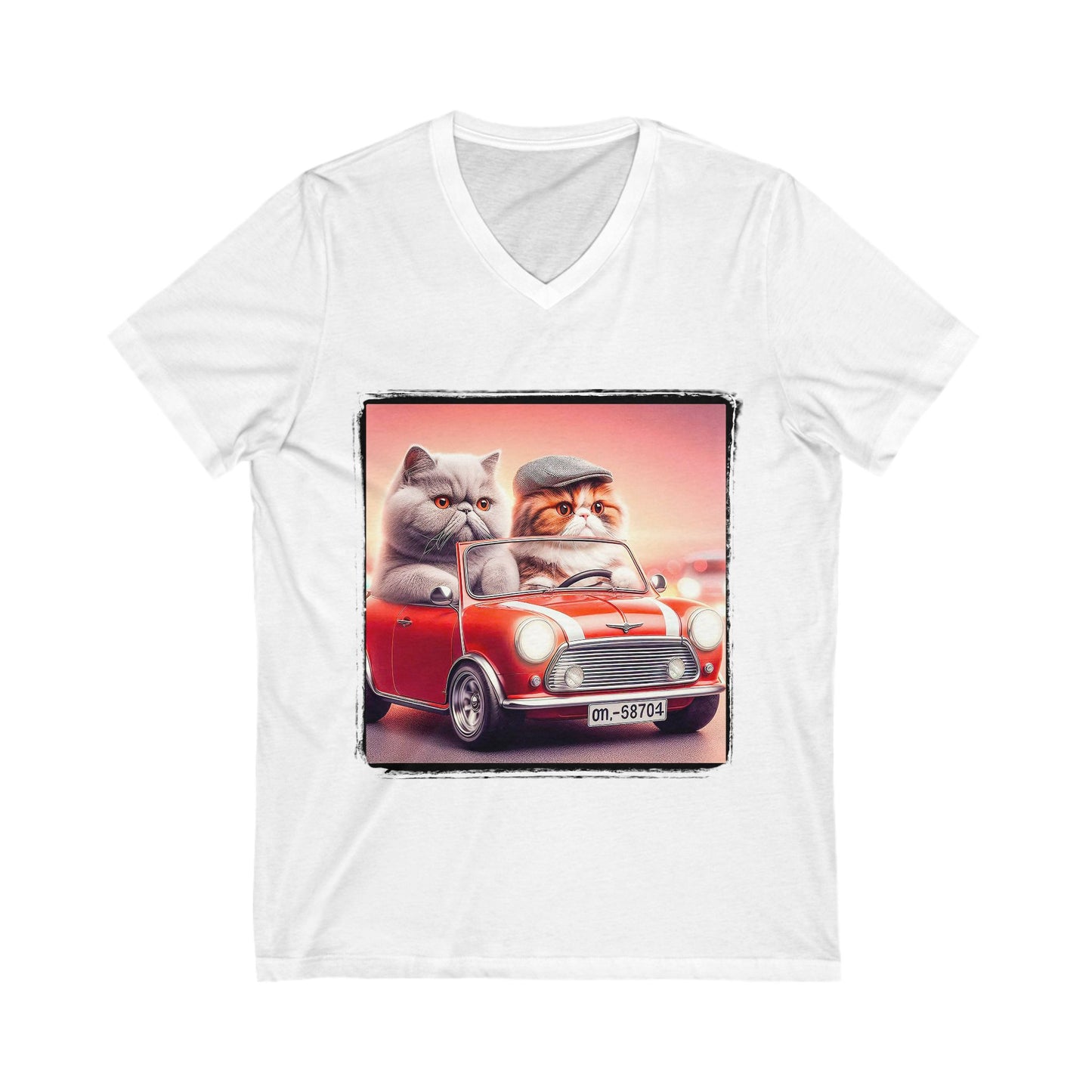 Wacky Exotic Shorthair Cat Unisex Jersey Short Sleeve V-Neck Tee