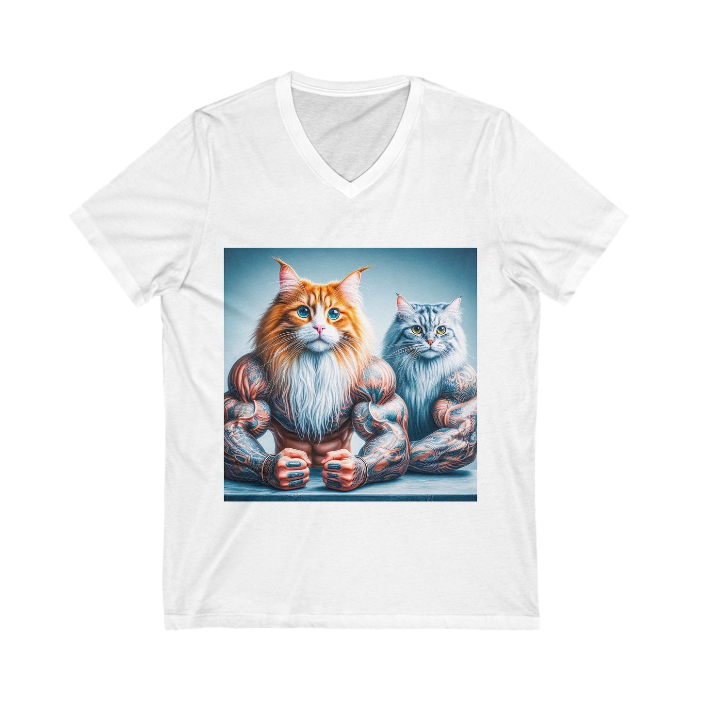 Norwegian Forest Cat Unisex Jersey Short Sleeve V-Neck Tee