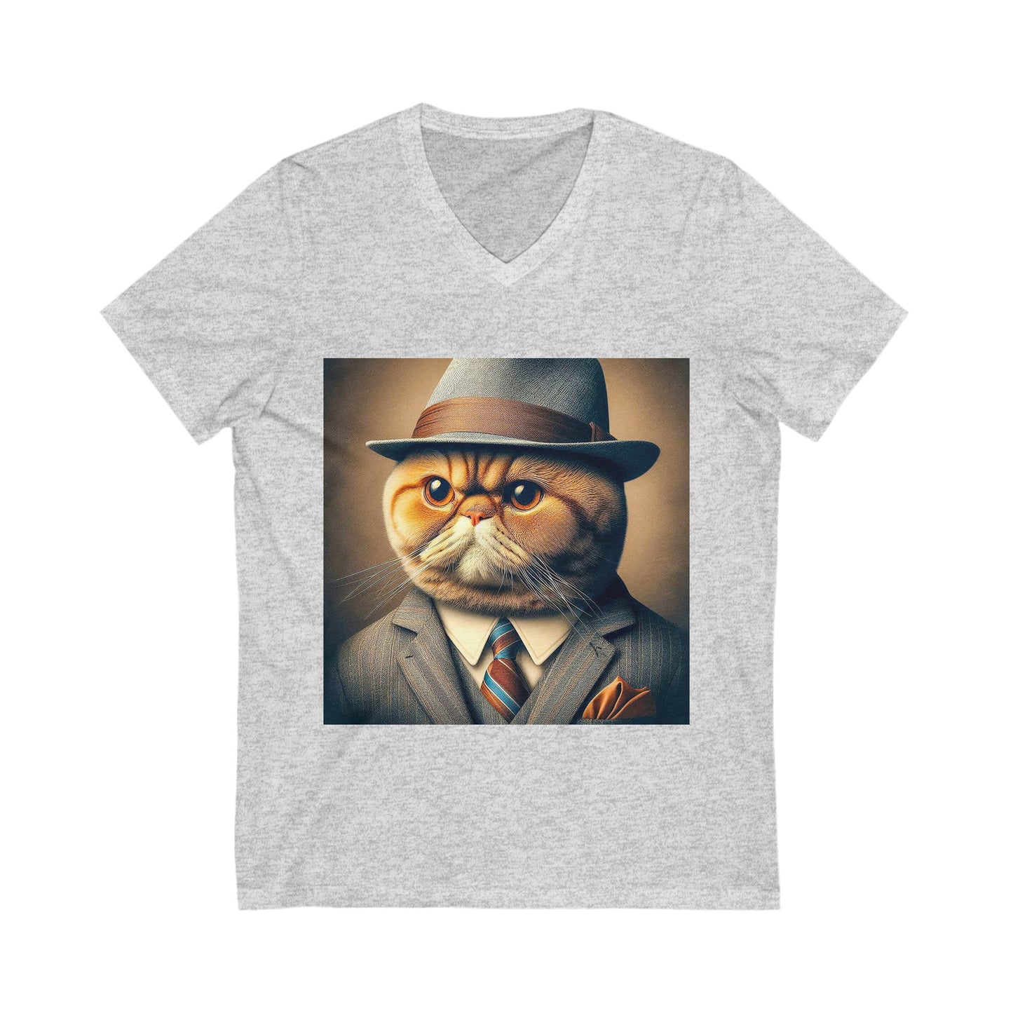 Exotic Shorthair Cat Unisex Jersey Short Sleeve V-Neck Tee