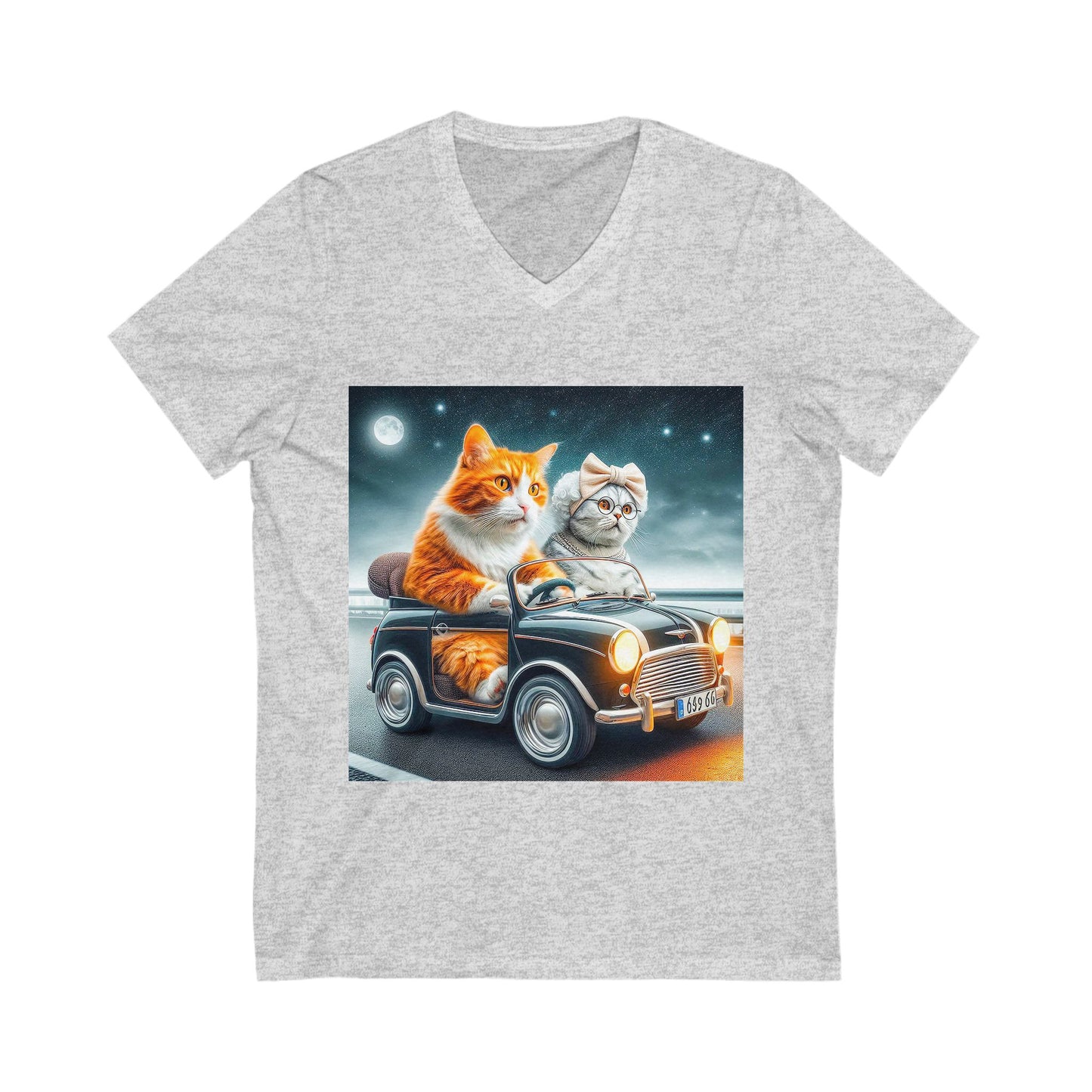 Wacky Domestic Cat Unisex Jersey Short Sleeve V-Neck Tee