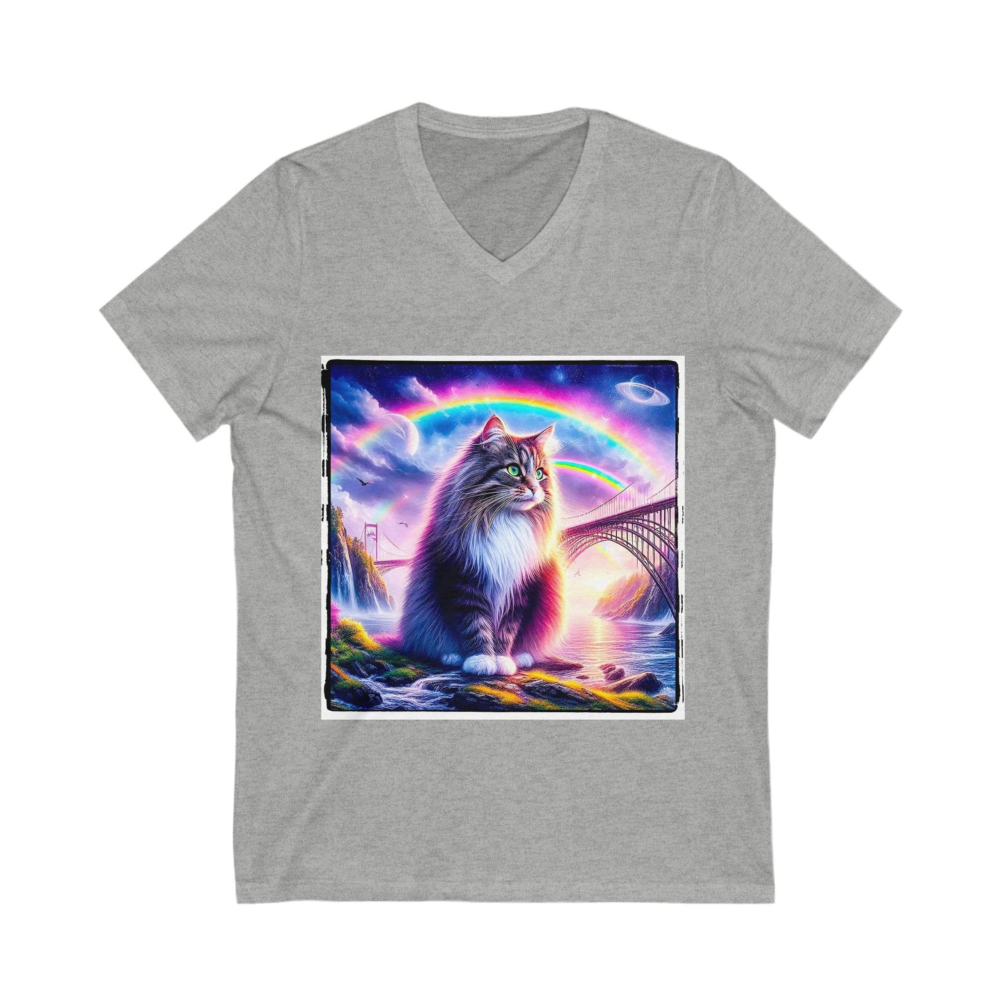 Norwegian Forest Cat Unisex Jersey Short Sleeve V-Neck Tee