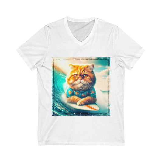 Persian Cat Unisex Jersey Short Sleeve V-Neck Tee