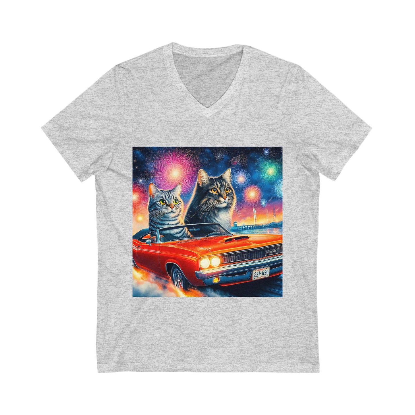 Wacky Domestic Cat Unisex Jersey Short Sleeve V-Neck Tee