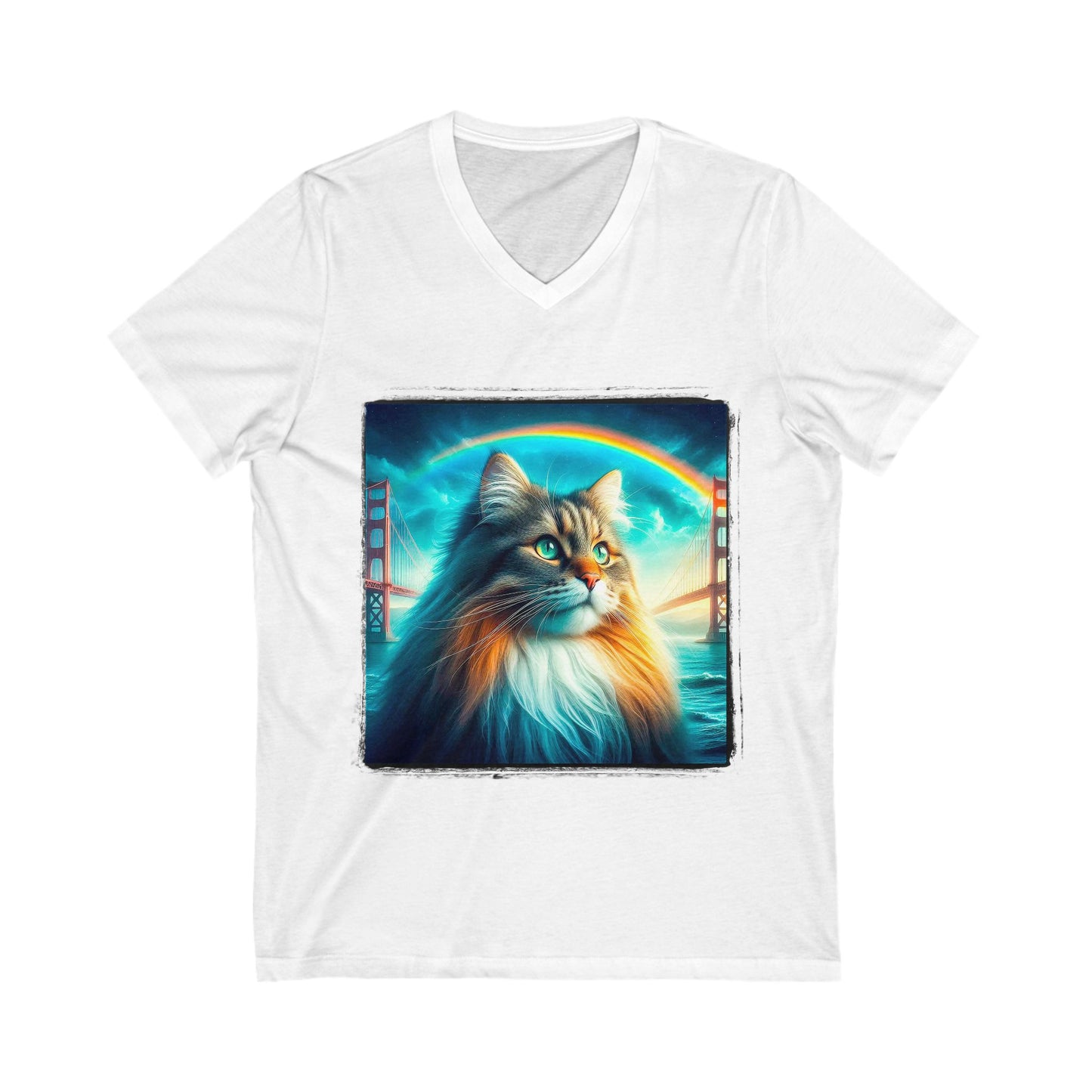 Norwegian Forest Cat Unisex Jersey Short Sleeve V-Neck Tee