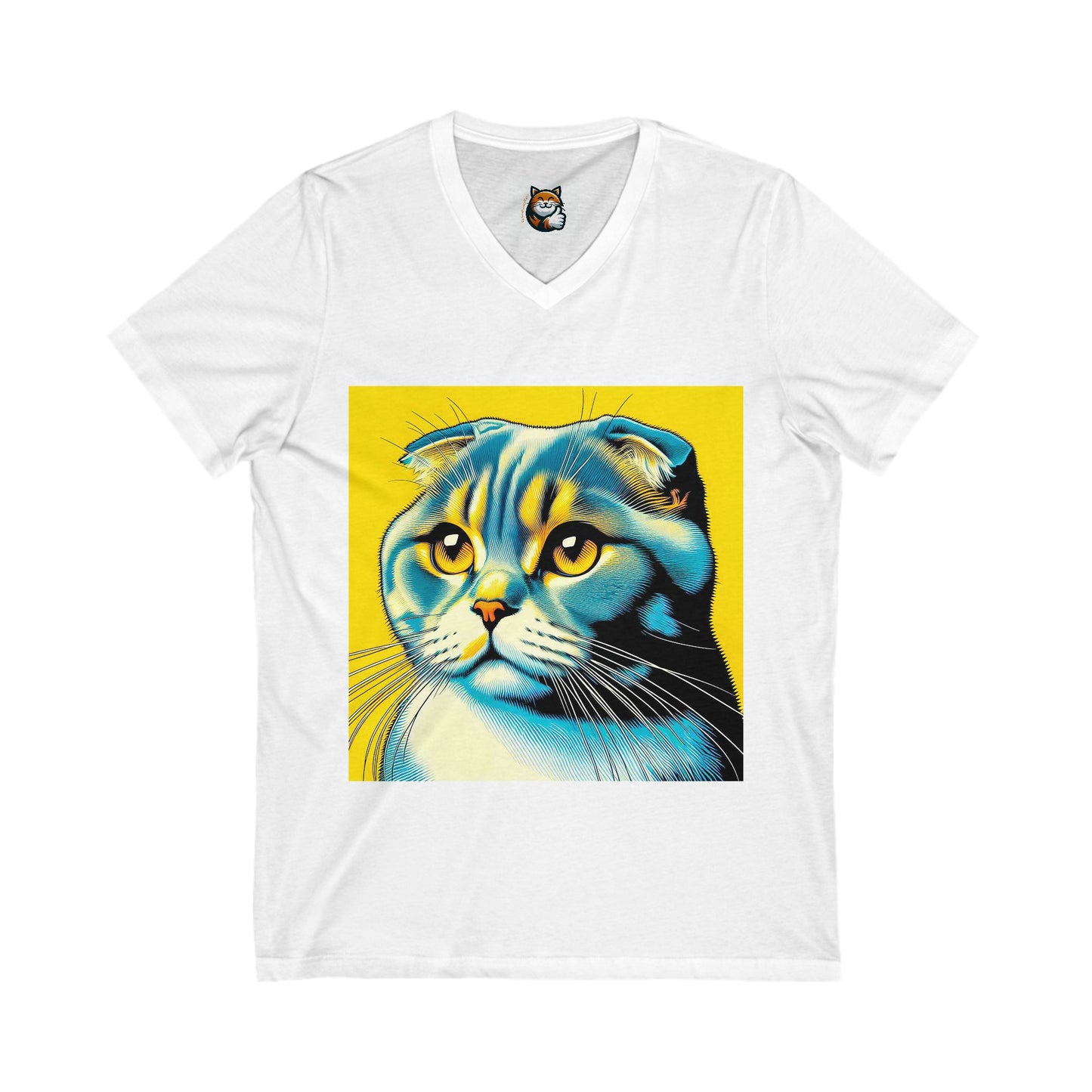 Scottish Fold Cat yellow and blue shirt