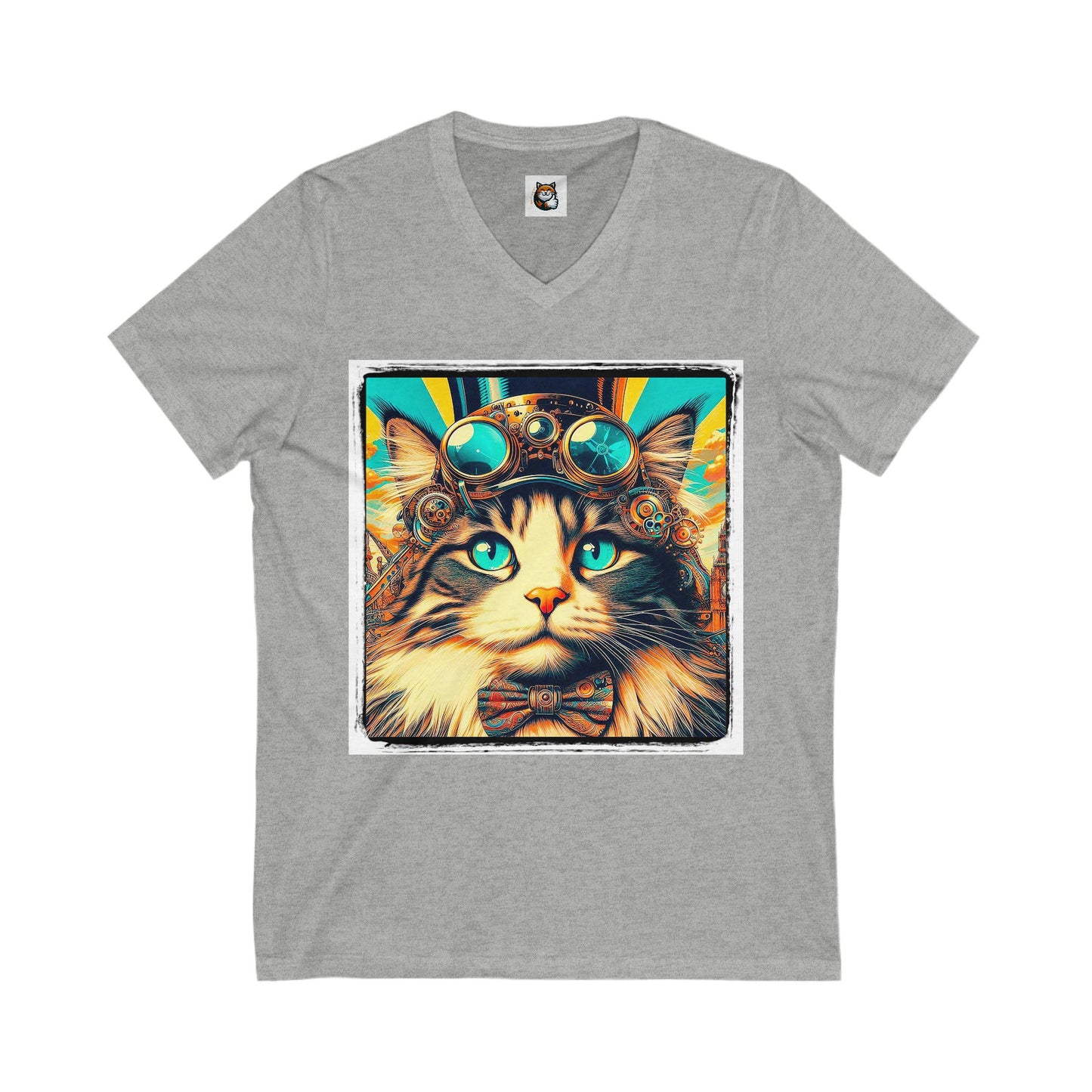 Norwegian Forest Cat Unisex Jersey Short Sleeve V-Neck Tee