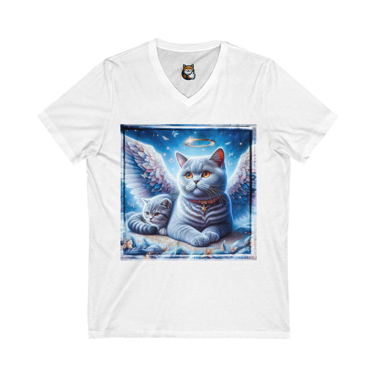 British Shorthair Unisex Jersey Short Sleeve V-Neck Tee