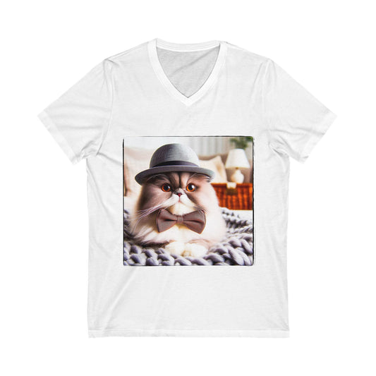 Persian Cat Unisex Jersey Short Sleeve V-Neck Tee