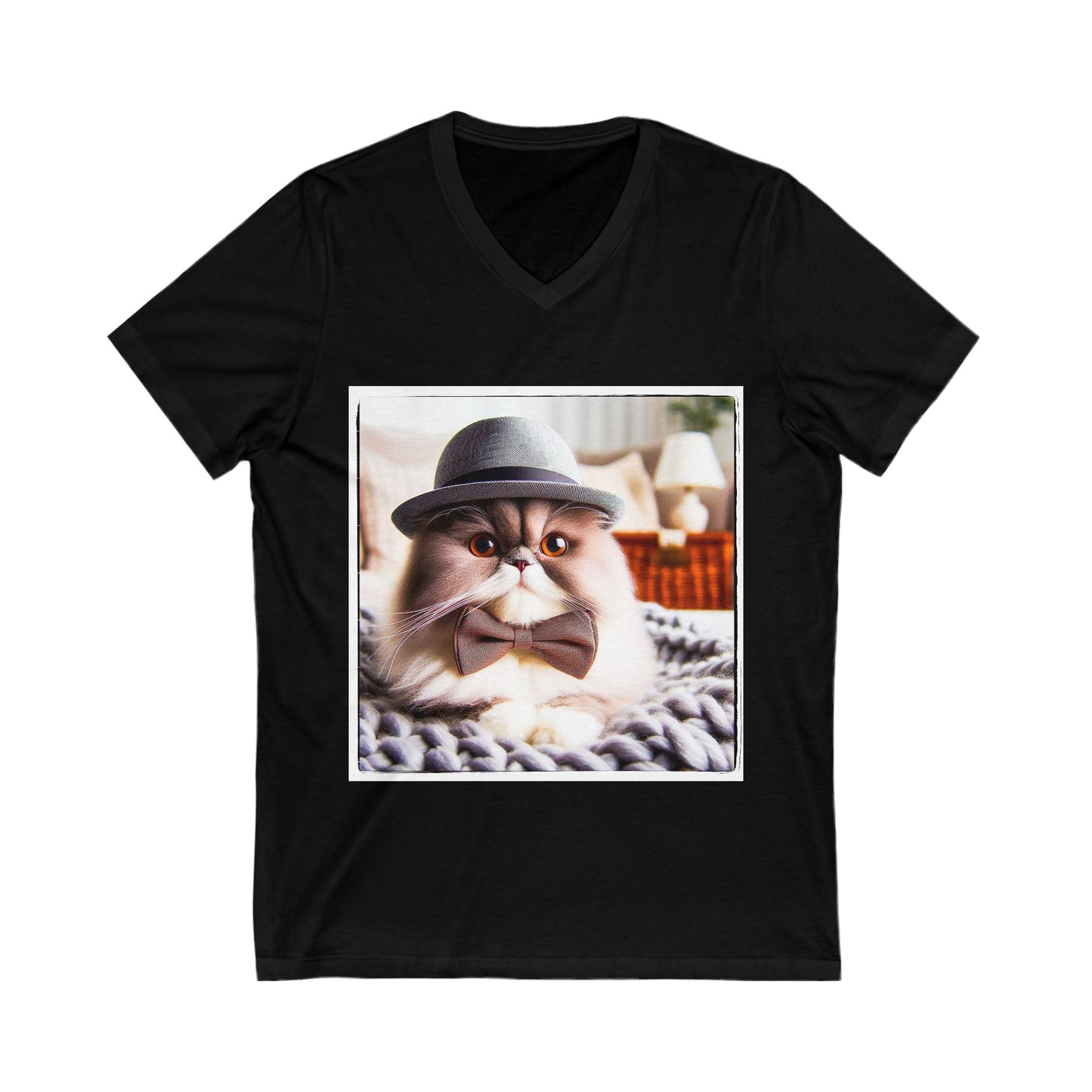 Persian Cat Unisex Jersey Short Sleeve V-Neck Tee