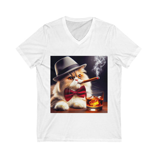 Persian Cat Unisex Jersey Short Sleeve V-Neck Tee