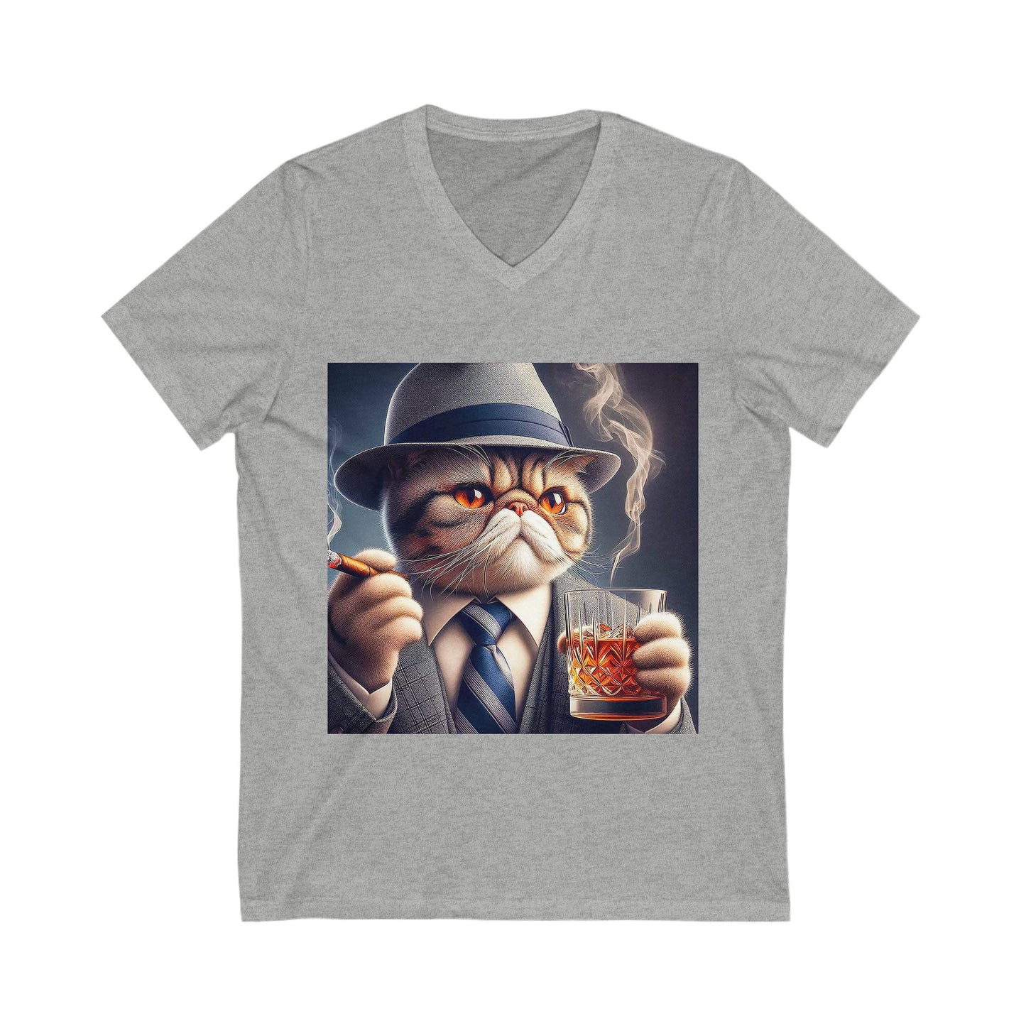 Exotic Shorthair Cat Unisex Jersey Short Sleeve V-Neck Tee