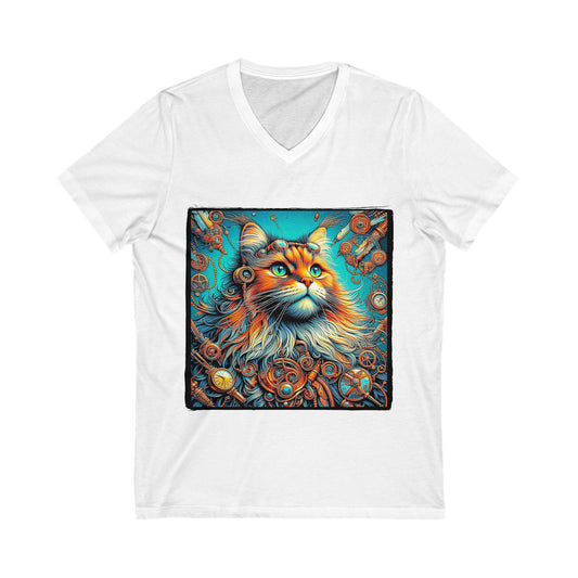 Norwegian Forest Cat Unisex Jersey Short Sleeve V-Neck Tee