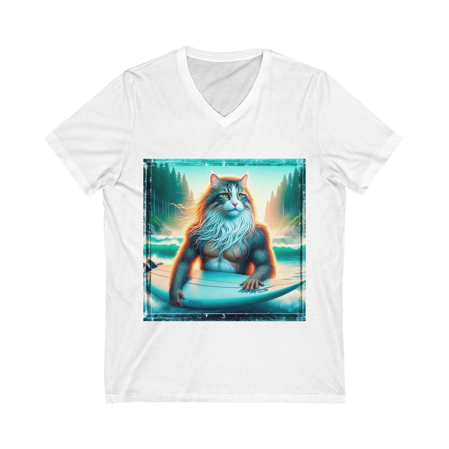 Norwegian Forest Cat Unisex Jersey Short Sleeve V-Neck Tee