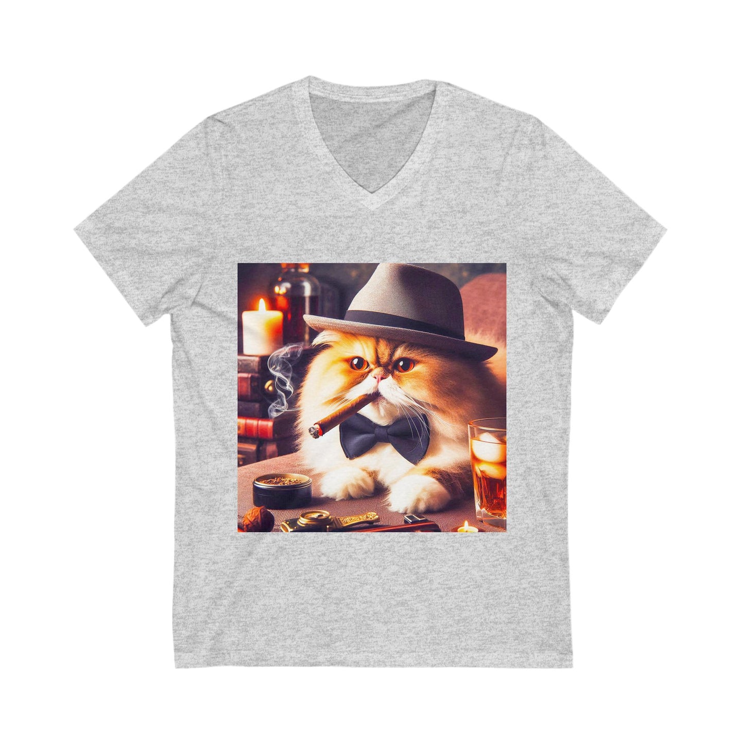 Persian Cat Unisex Jersey Short Sleeve V-Neck Tee