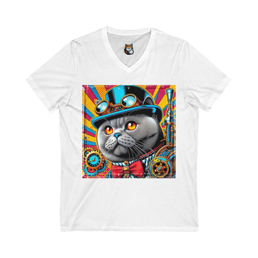 British Shorthair Unisex Jersey Short Sleeve V-Neck Tee