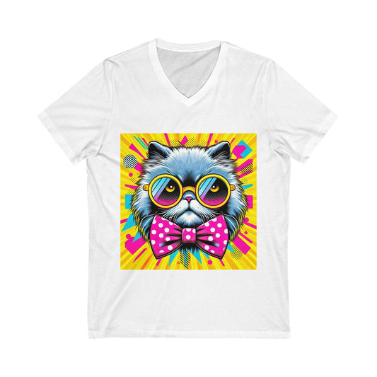 Persian Cat Unisex Jersey Short Sleeve V-Neck Tee