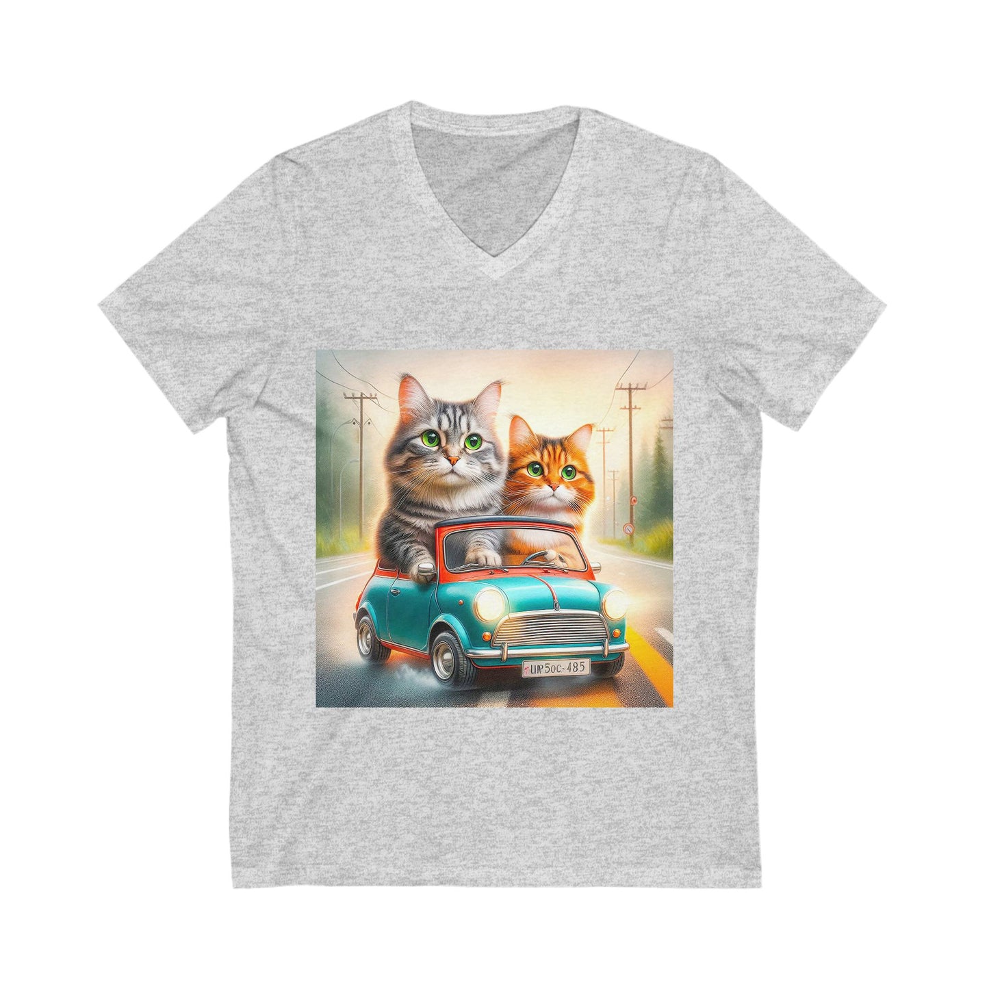 Wacky Domestic Cat Unisex Jersey Short Sleeve V-Neck Tee