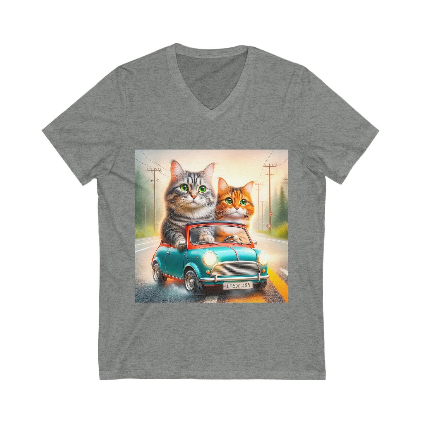 Wacky Domestic Cat Unisex Jersey Short Sleeve V-Neck Tee