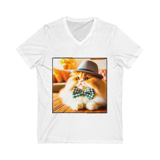 Persian Cat Unisex Jersey Short Sleeve V-Neck Tee