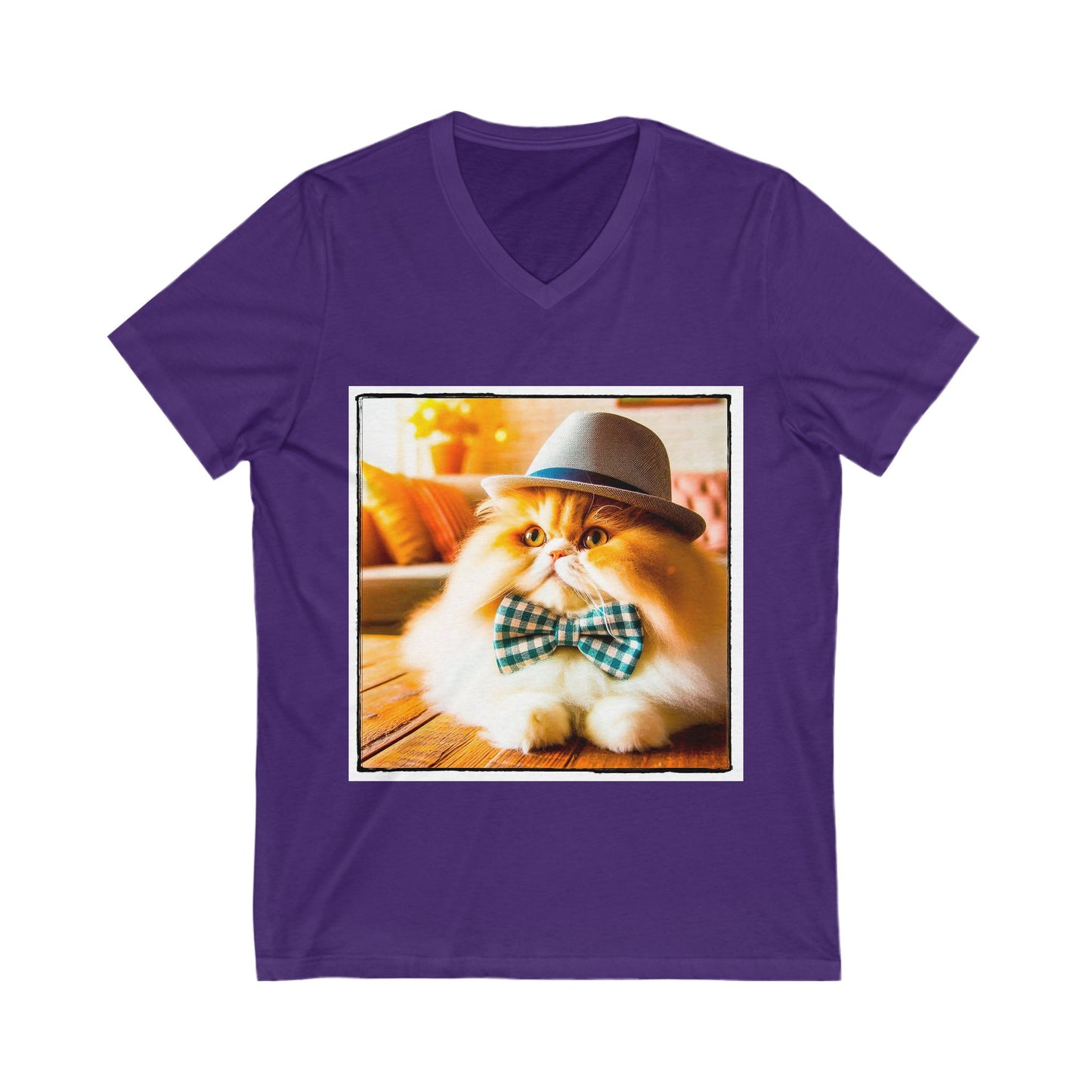 Persian Cat Unisex Jersey Short Sleeve V-Neck Tee