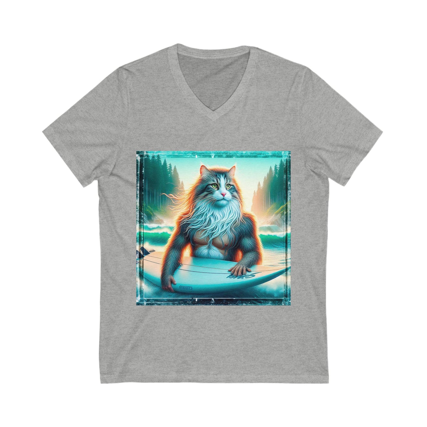 Norwegian Forest Cat Unisex Jersey Short Sleeve V-Neck Tee