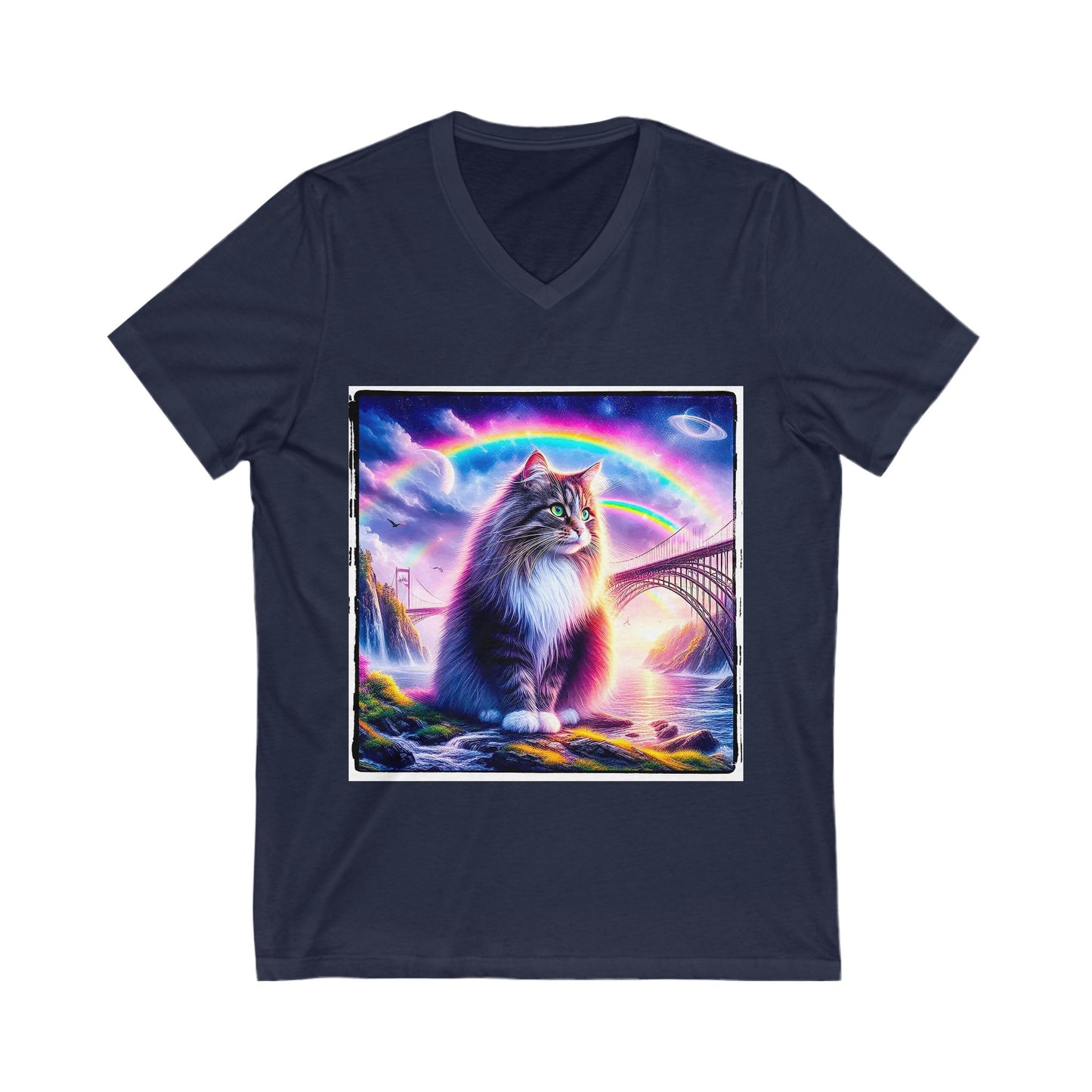 Norwegian Forest Cat Unisex Jersey Short Sleeve V-Neck Tee