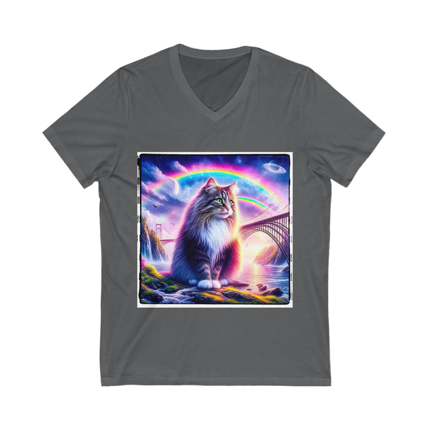 Norwegian Forest Cat Unisex Jersey Short Sleeve V-Neck Tee