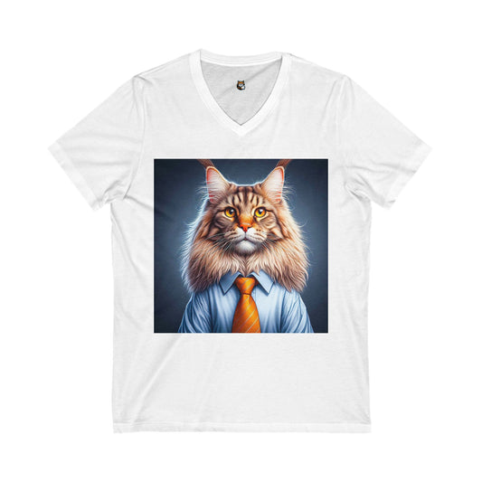 Maine Coon Unisex Jersey Short Sleeve V-Neck Tee