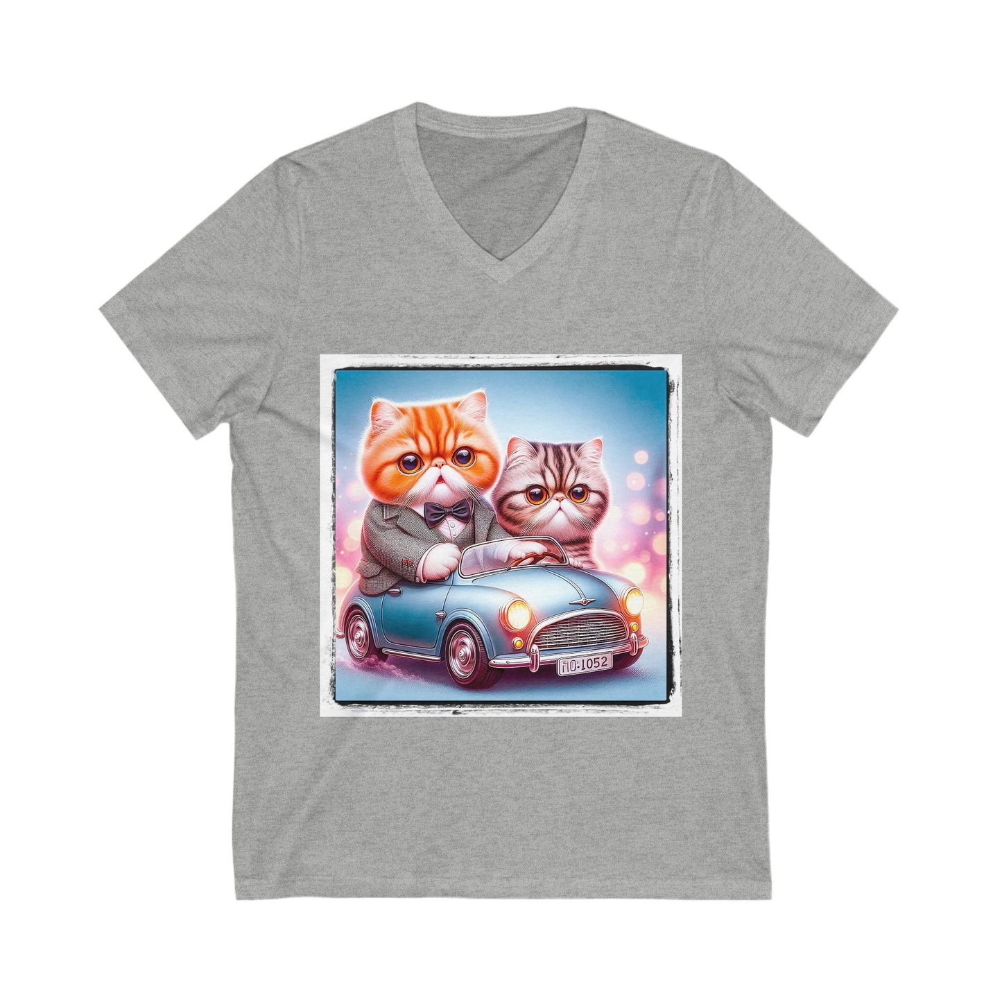 Wacky Exotic Shorthair Cat Unisex Jersey Short Sleeve V-Neck Tee