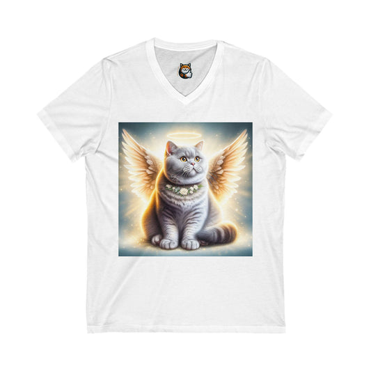 British Shorthair Unisex Jersey Short Sleeve V-Neck Tee