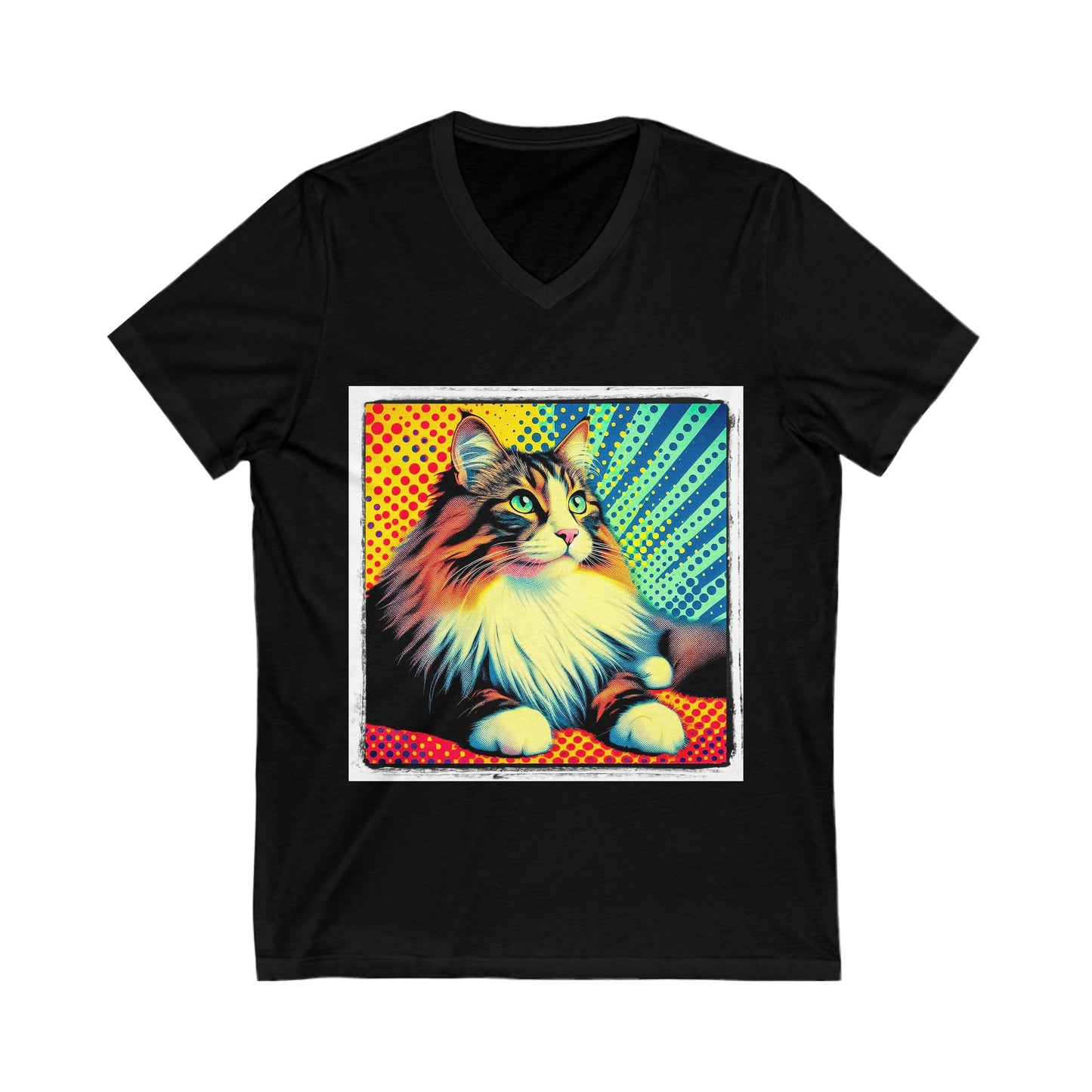 Norwegian Forest Cat Unisex Jersey Short Sleeve V-Neck Tee