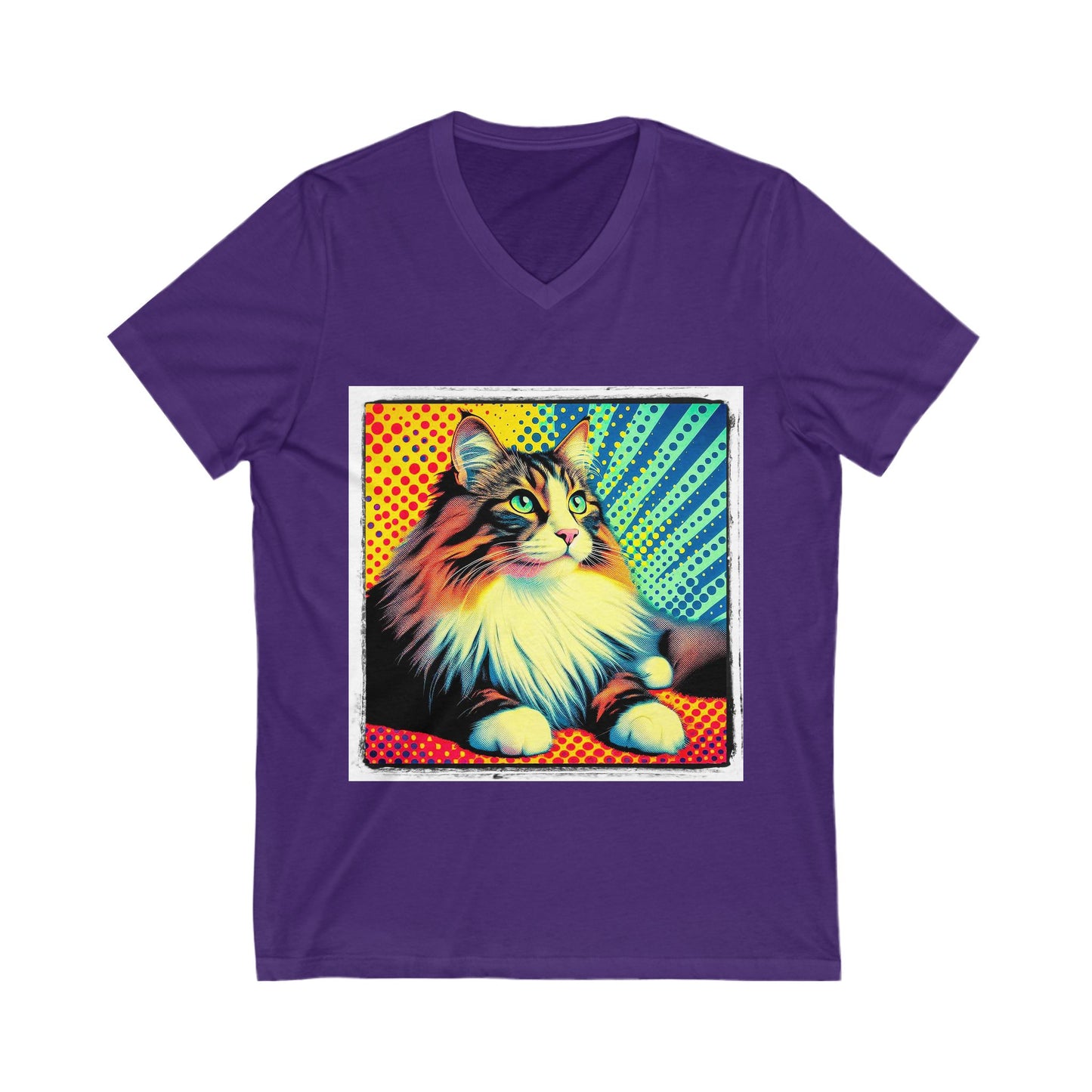 Norwegian Forest Cat Unisex Jersey Short Sleeve V-Neck Tee