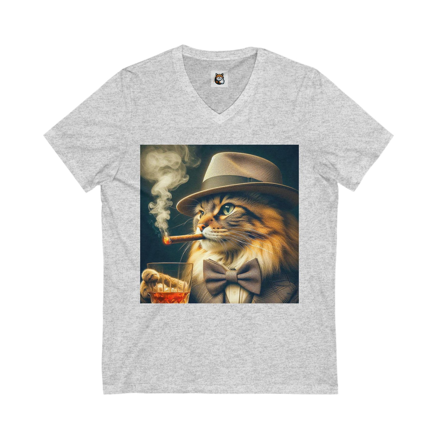 Norwegian Forest Cat Unisex Jersey Short Sleeve V-Neck Tee