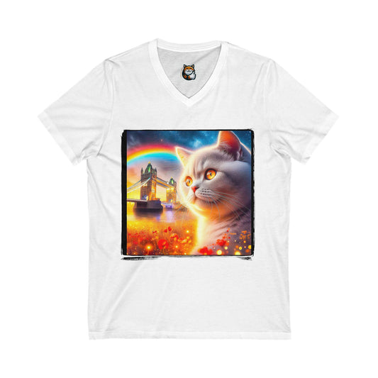 British Shorthair Unisex Jersey Short Sleeve V-Neck Tee