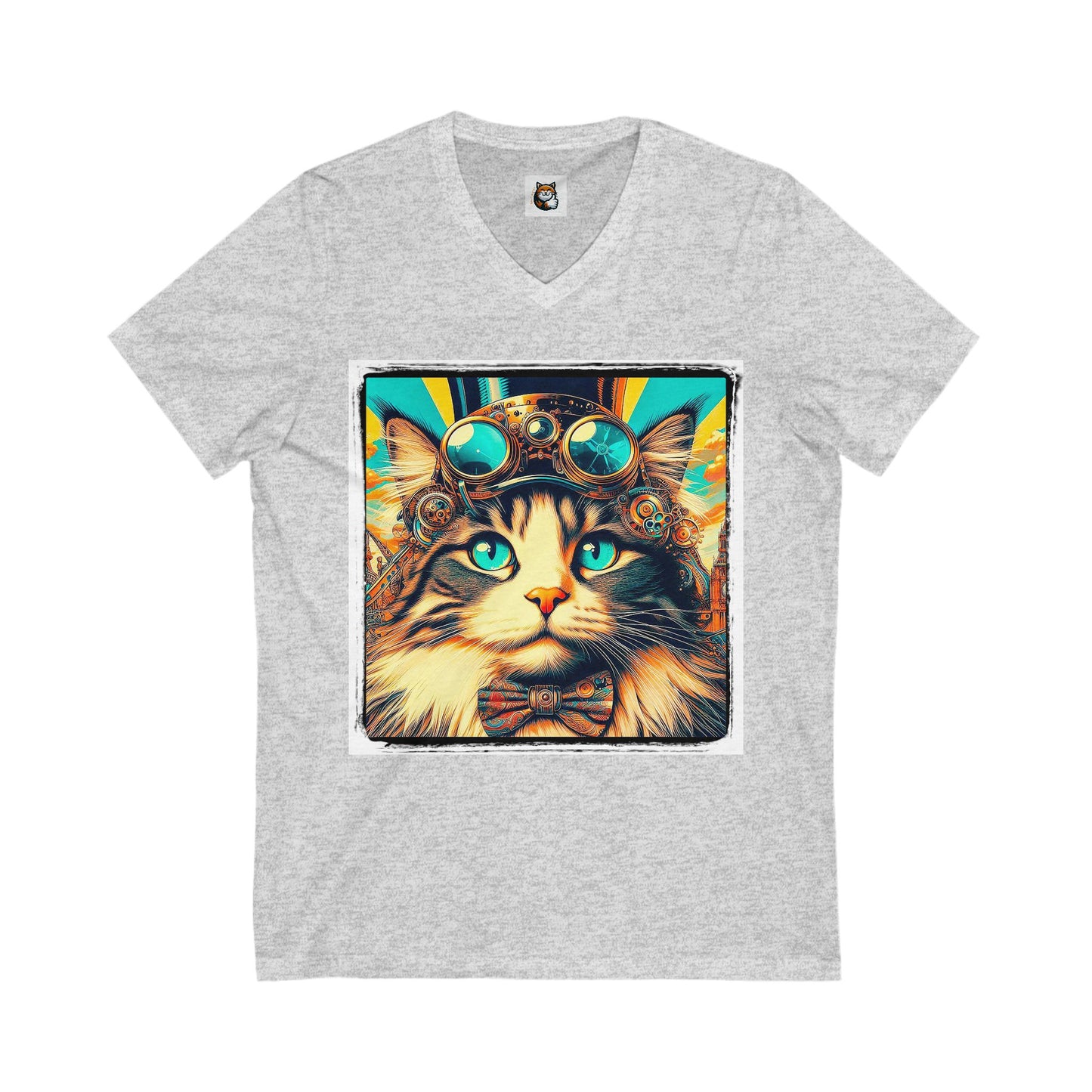 Norwegian Forest Cat Unisex Jersey Short Sleeve V-Neck Tee