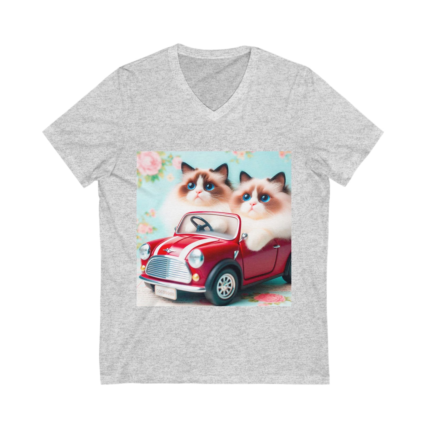 Wacky Ragdoll Cat Unisex Jersey Short Sleeve V-Neck Tee