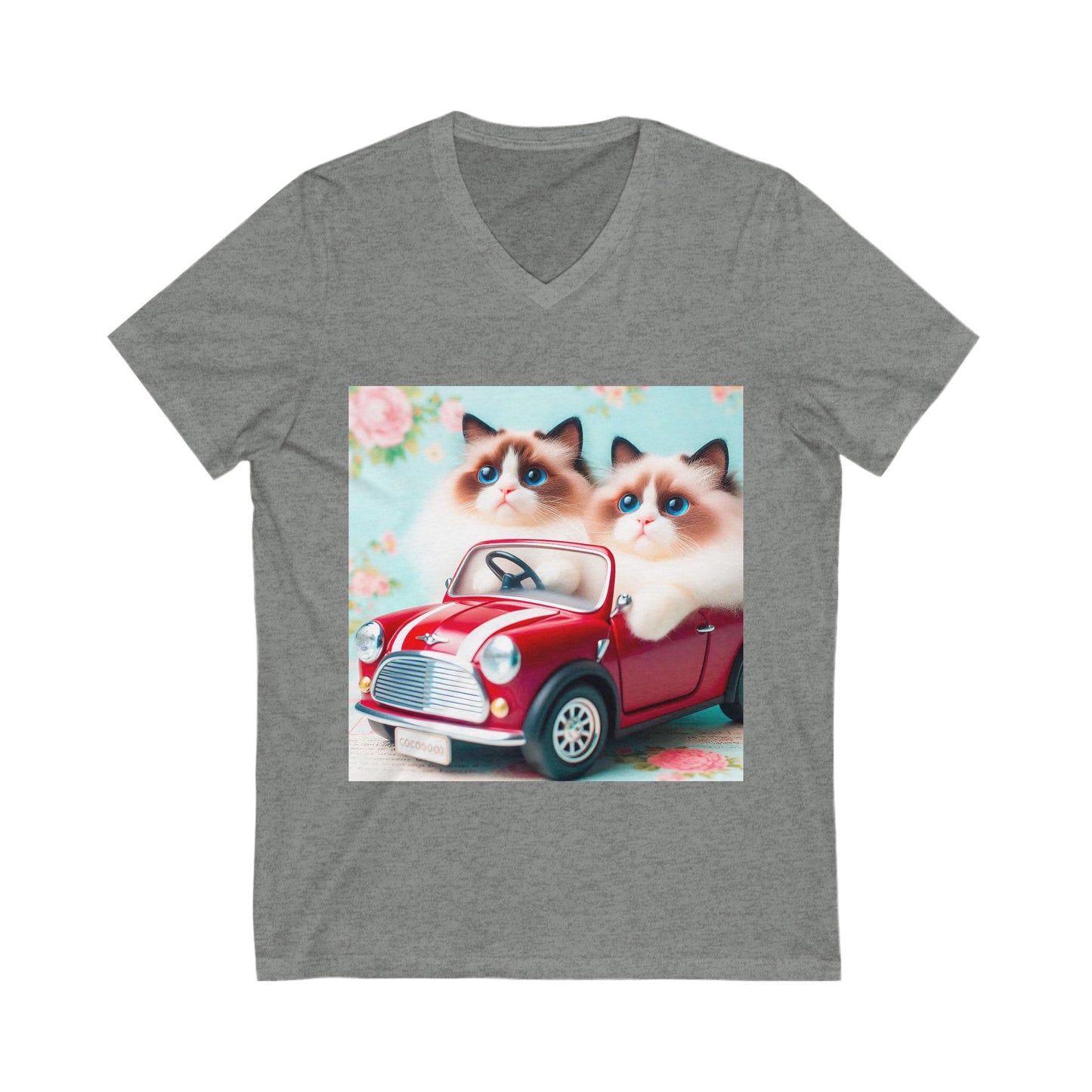 Wacky Ragdoll Cat Unisex Jersey Short Sleeve V-Neck Tee