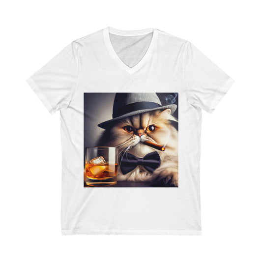 Persian Cat Unisex Jersey Short Sleeve V-Neck Tee